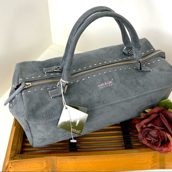 Matt & Nat Handbags - MATT & NAT Montreal Grey Ibiza Vegan Suede